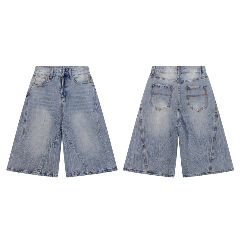 Unisex Summer Washed Denim Loose Sport Pants