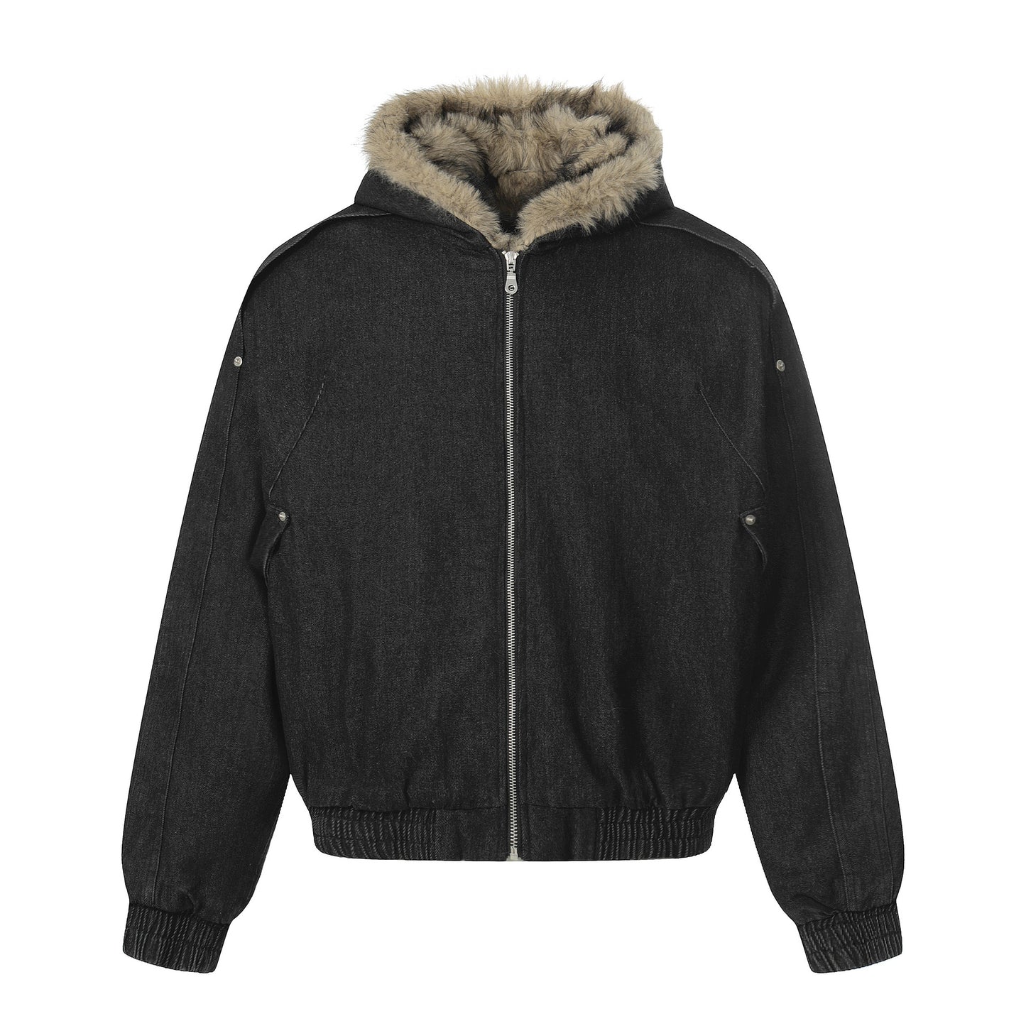 Wool Collar Denim Cotton Jacket