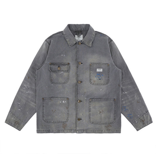 Washed Multi-Pocket Casual Denim Jacket for Men and Women