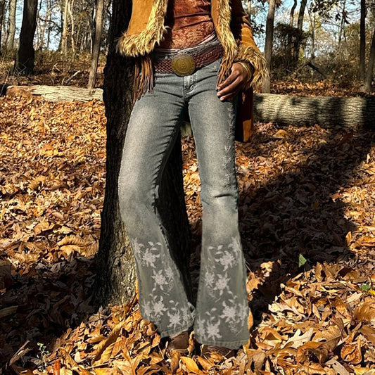 Washed Spicy Girl Slim Fit Micro Flared Pants