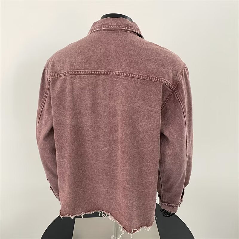 Retro Unisex Pink Denim Jacket for Men and Women