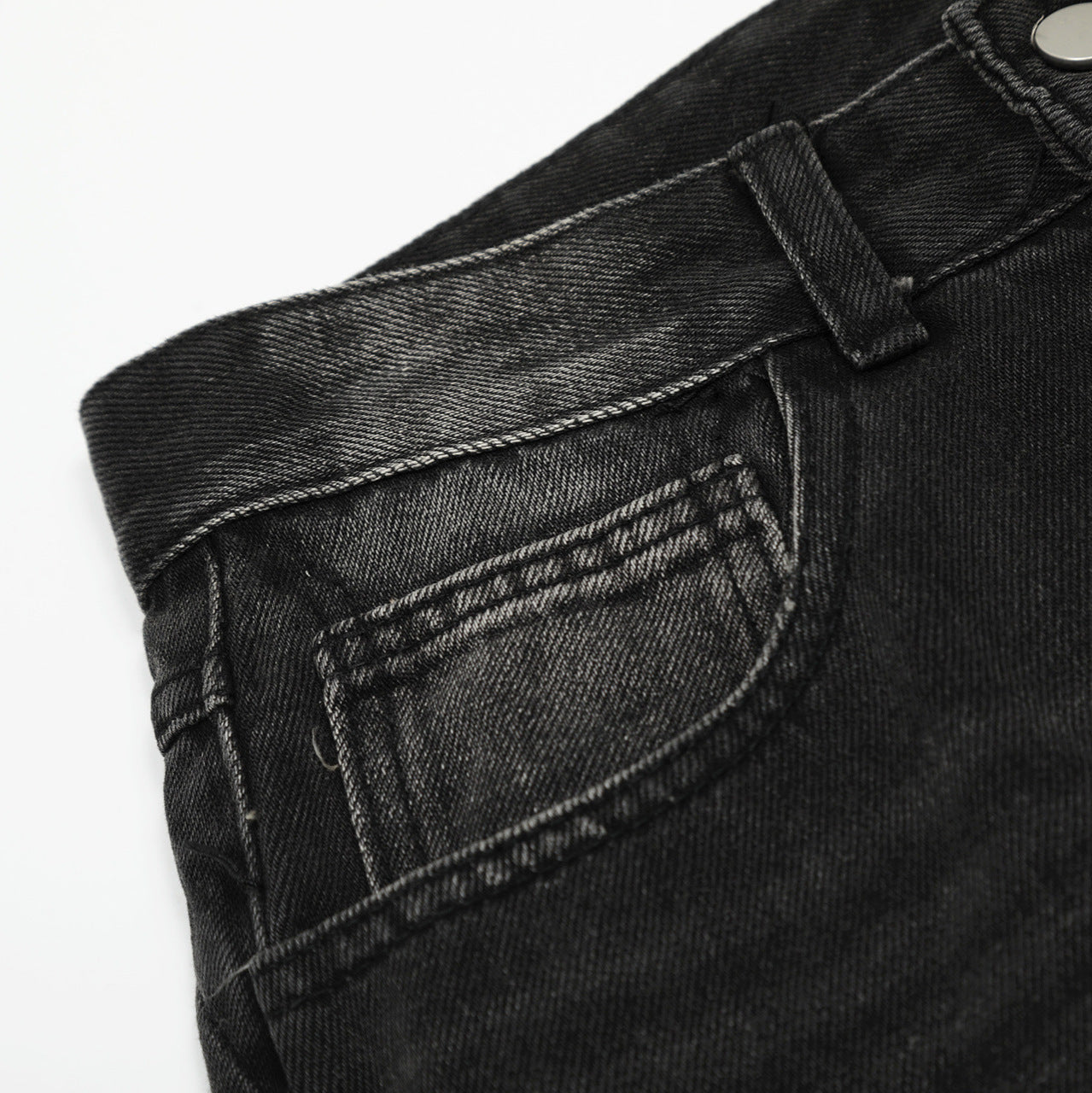 Washed Printed Straight Jeans