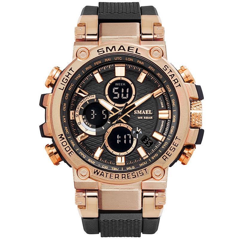 Men's Sport Watches - Digital Double Time Chronograph - LED Display