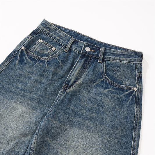 Men's Denim Pants, Washed Bleached Knife Cut, Loose Fit,  Casual Pants for Men