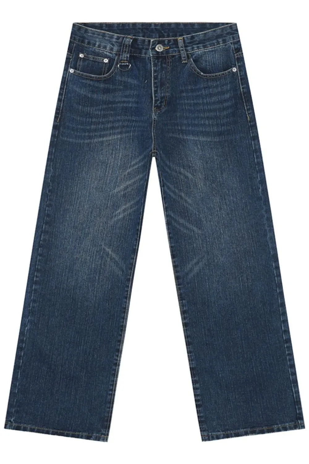 Wide Straight Jeans with Pockets - Premium Japanese Denim