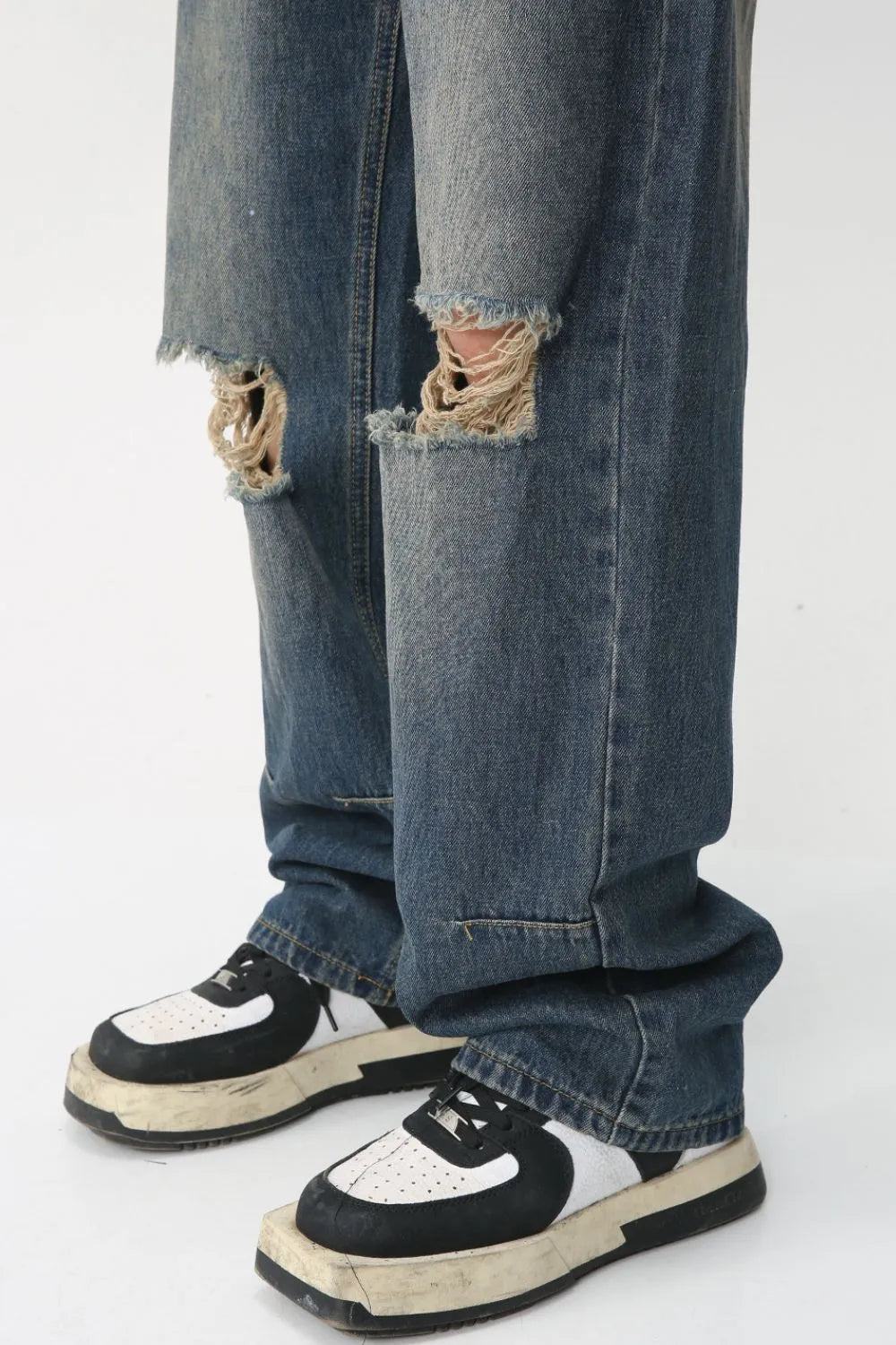 Premium Distressed Jeans with Pockets - Japanese Denim Luxury