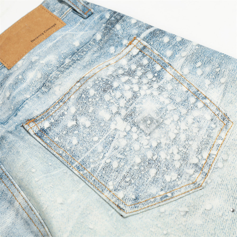 Wash Gradient Curved Denim Jeans