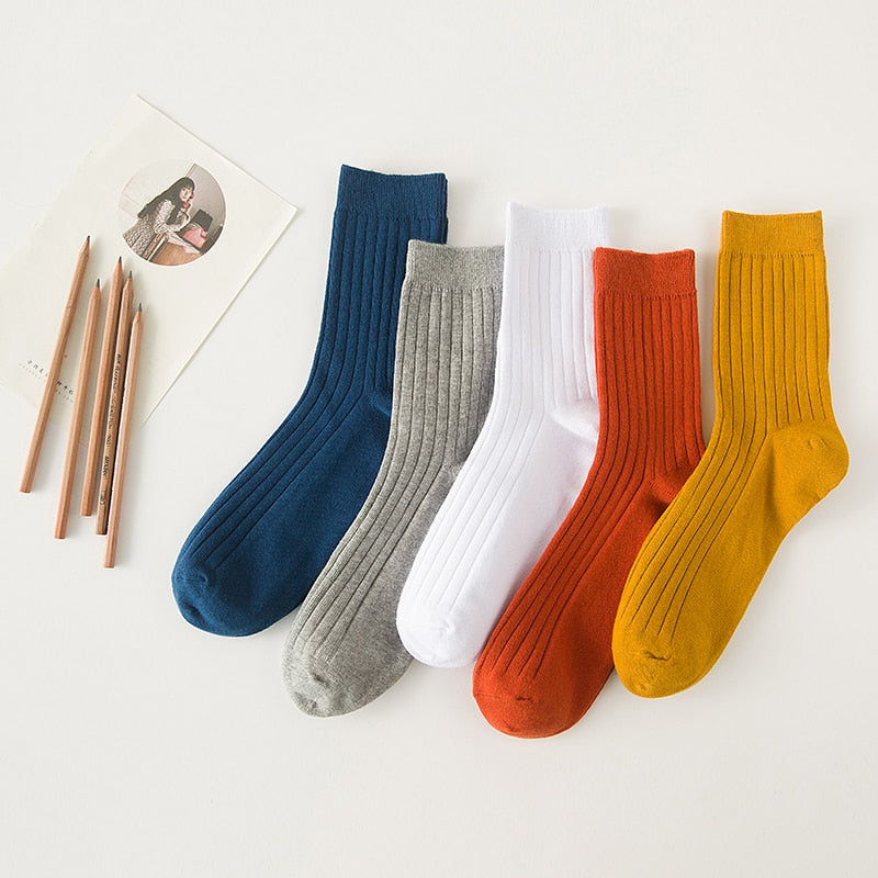 Men's Solid Color Cotton Crew Socks