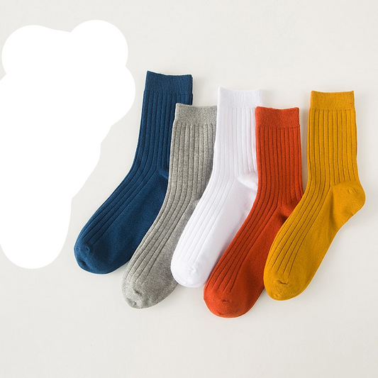 Men's Solid Color Cotton Crew Socks