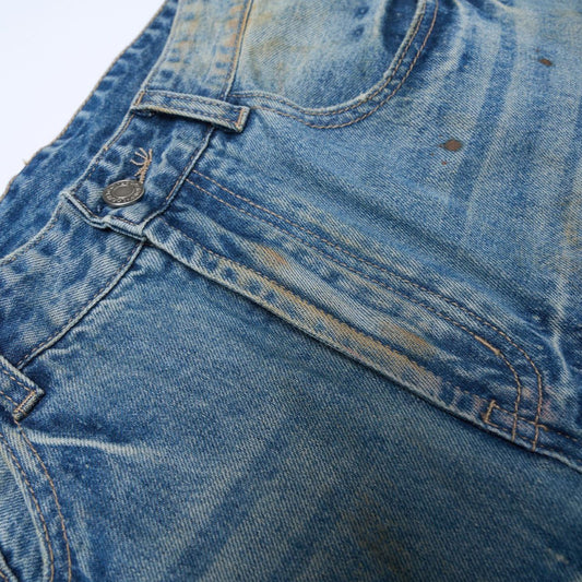 Washed Distressed Tapered Denim Long Pants