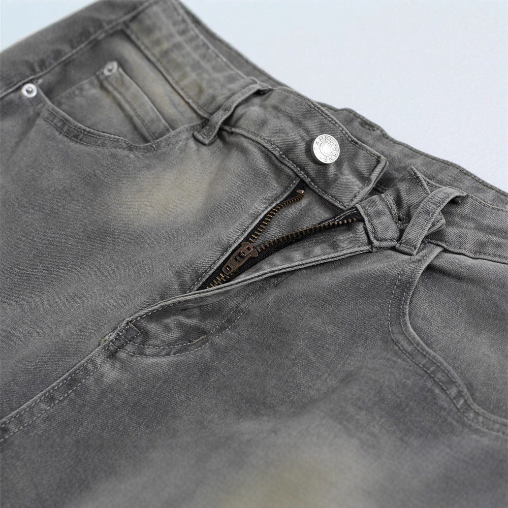 Men's Denim Jeans, Splatter Paint Ripped Straight Leg,  Loose Fit, Casual Men's Pants