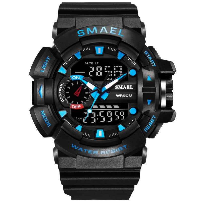Men's Sports Military Watch - LED Quartz Dual Display, Waterproof Outdoor Sport Watch