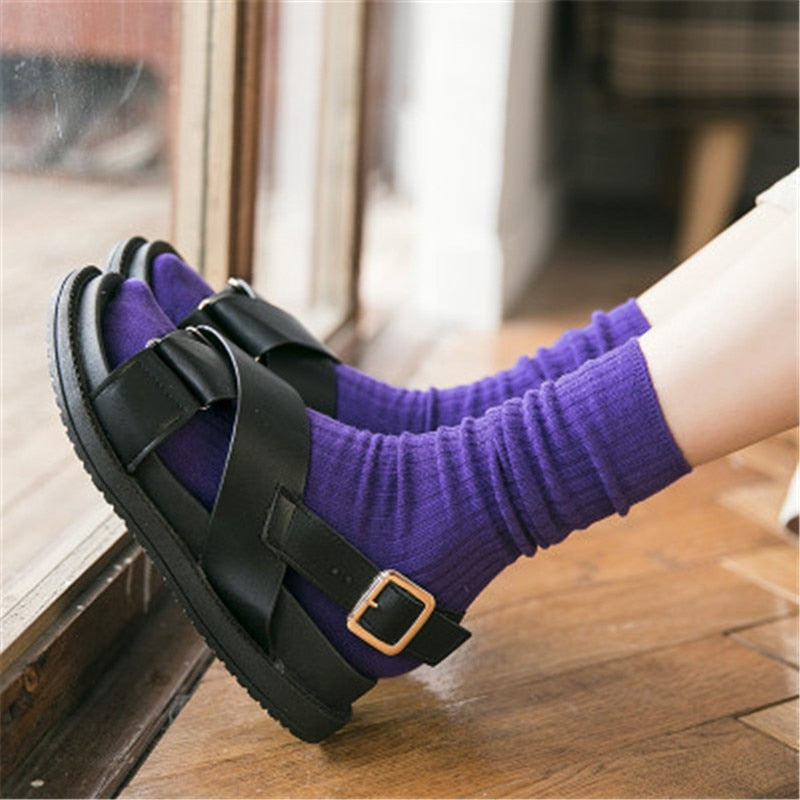 Striped Cotton Socks Retro Style