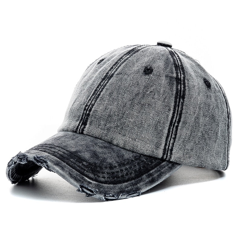 High-Quality Unisex Washed Cotton Baseball Cap - Adjustable Denim Hat for Casual Outdoor Fashion