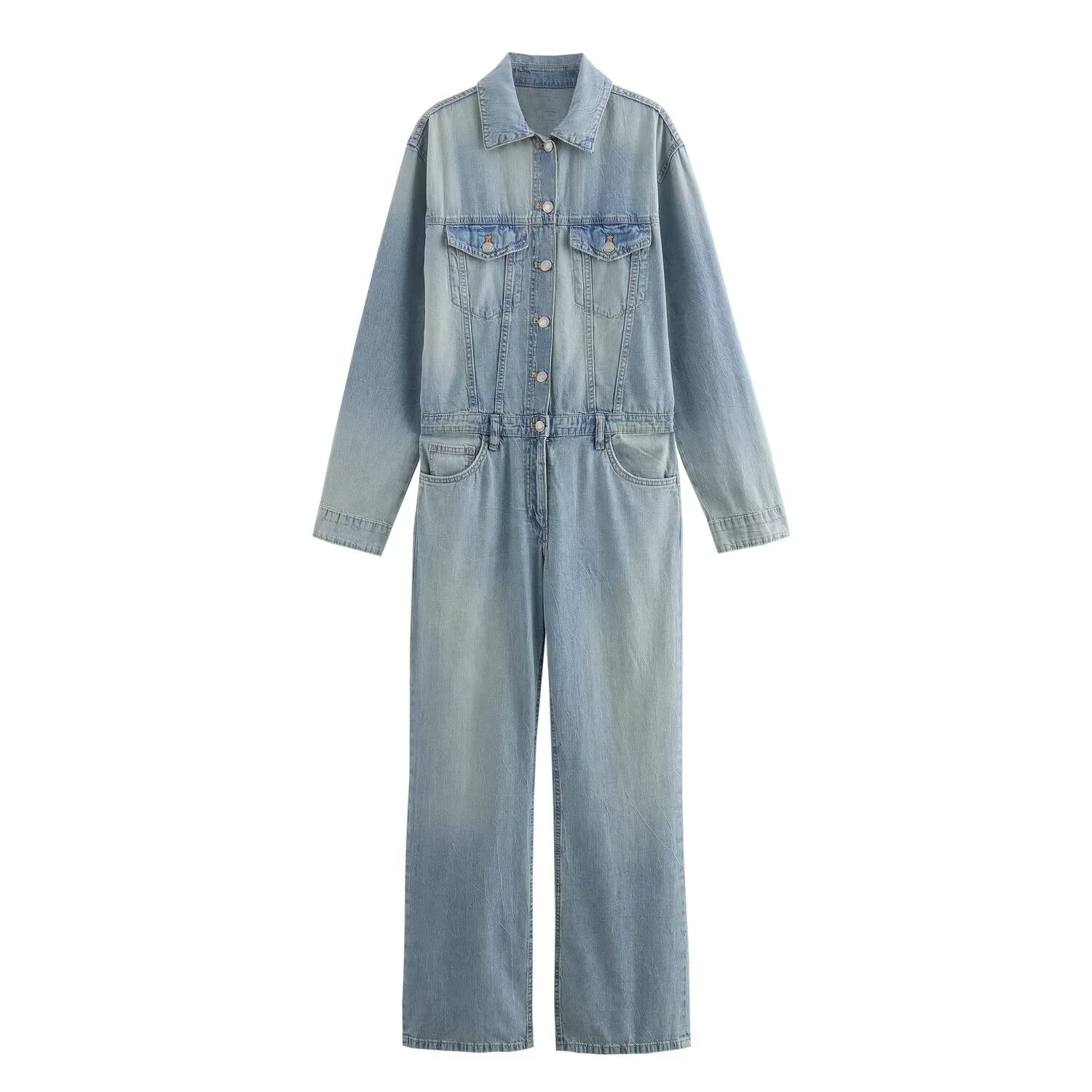 Straight Leg Denim Jumpsuit for Women