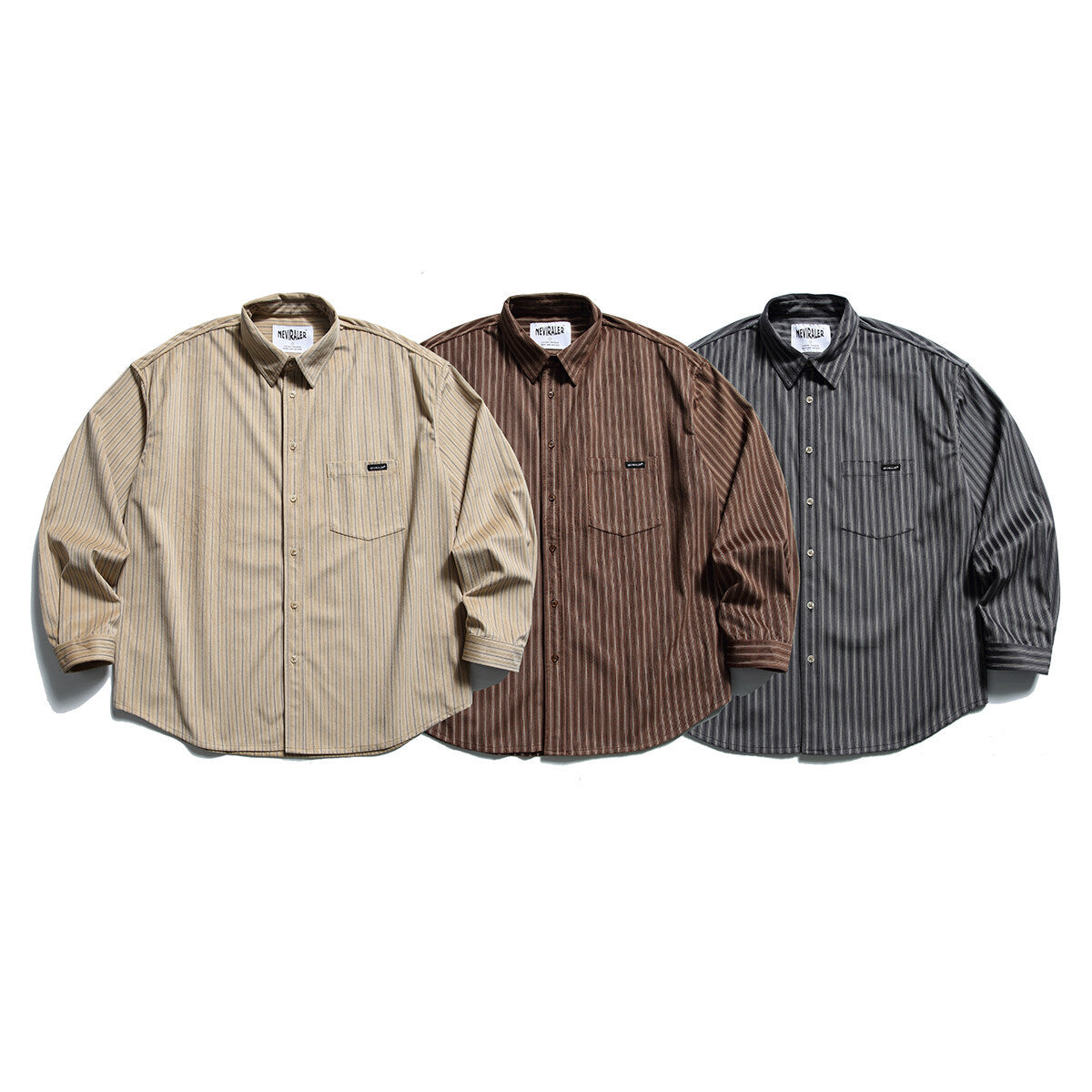 Corduroy Casual Loose Striped Long Shirt for Men