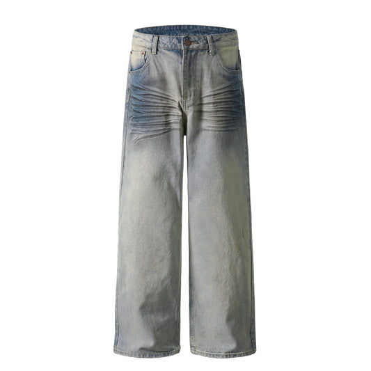 Unisex Vintage Washed Wide-Leg Denim Pants