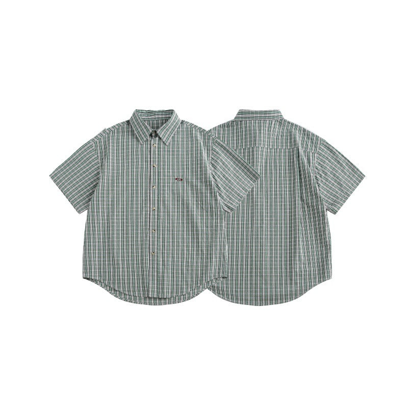 Minimally Embroidered Loose Checkered Shirt for Men