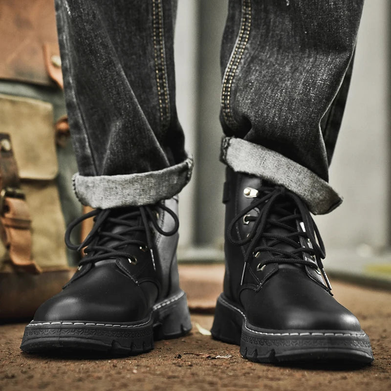 Men's High Top Workwear Boots -  Casual Leather Boots