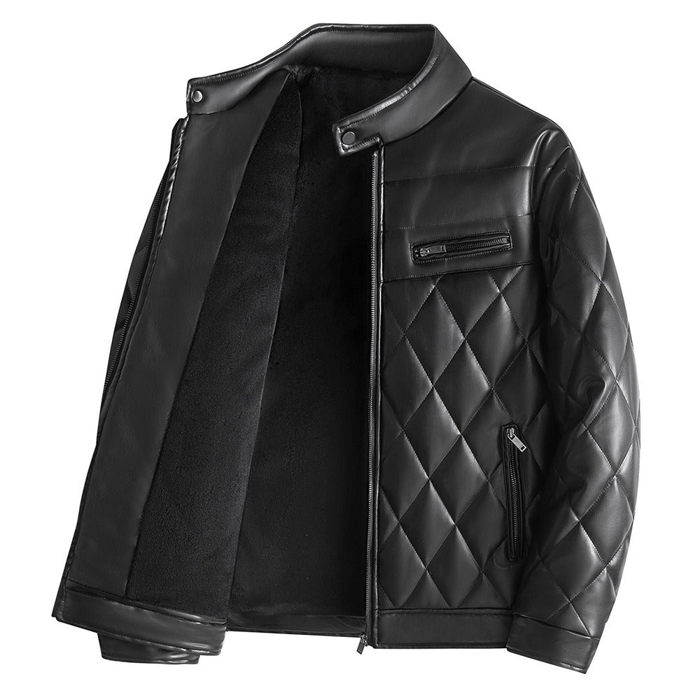 Leather Cotton Jacket Velvet and Thick Leather Cotton Jacket, Youth Motorcycle Version