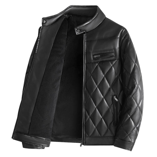Leather Cotton Jacket Velvet and Thick Leather Cotton Jacket, Youth Motorcycle Version