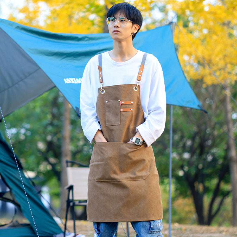 Cowboy Thick Canvas Apron Work Clothes Printing