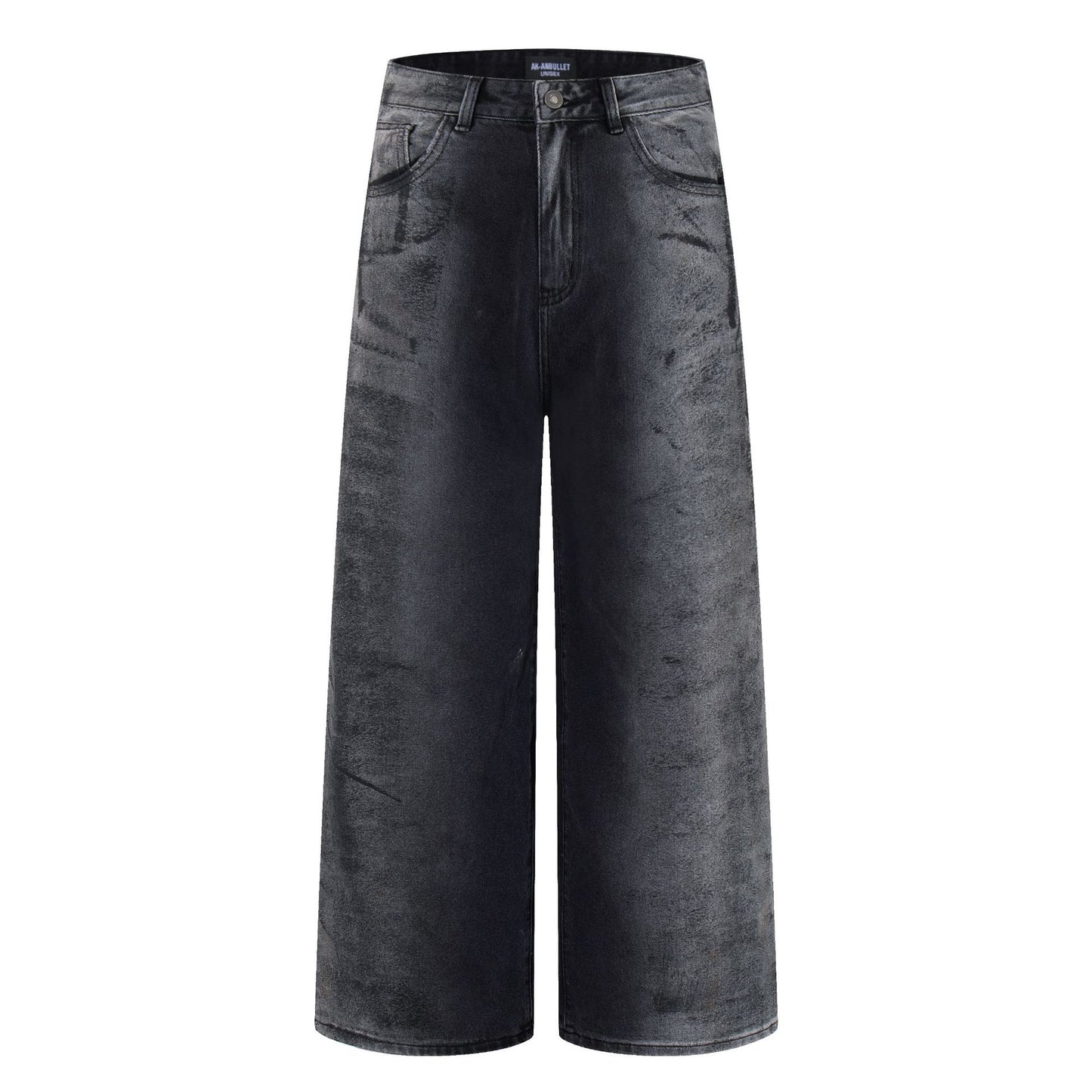 Street Washed Denim Tie Dye Loose Wide Leg Pants