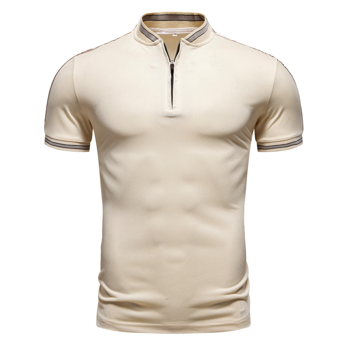 Business Polo Shirt for Men with Woven Tape Decoration, Short Sleeve T-Shirt in Casual British Style