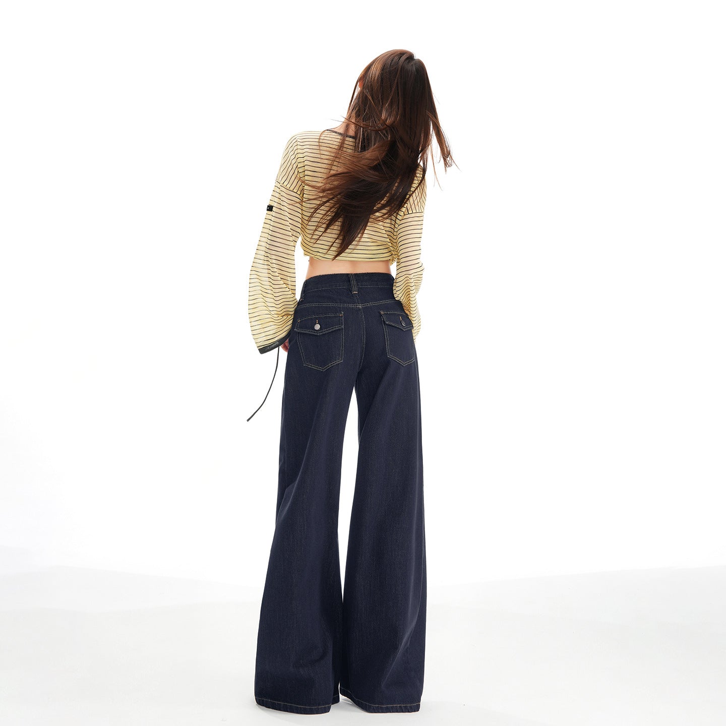 Women's Wide-Leg High-Waist Jeans – Drape Floor-Length Straight Pants