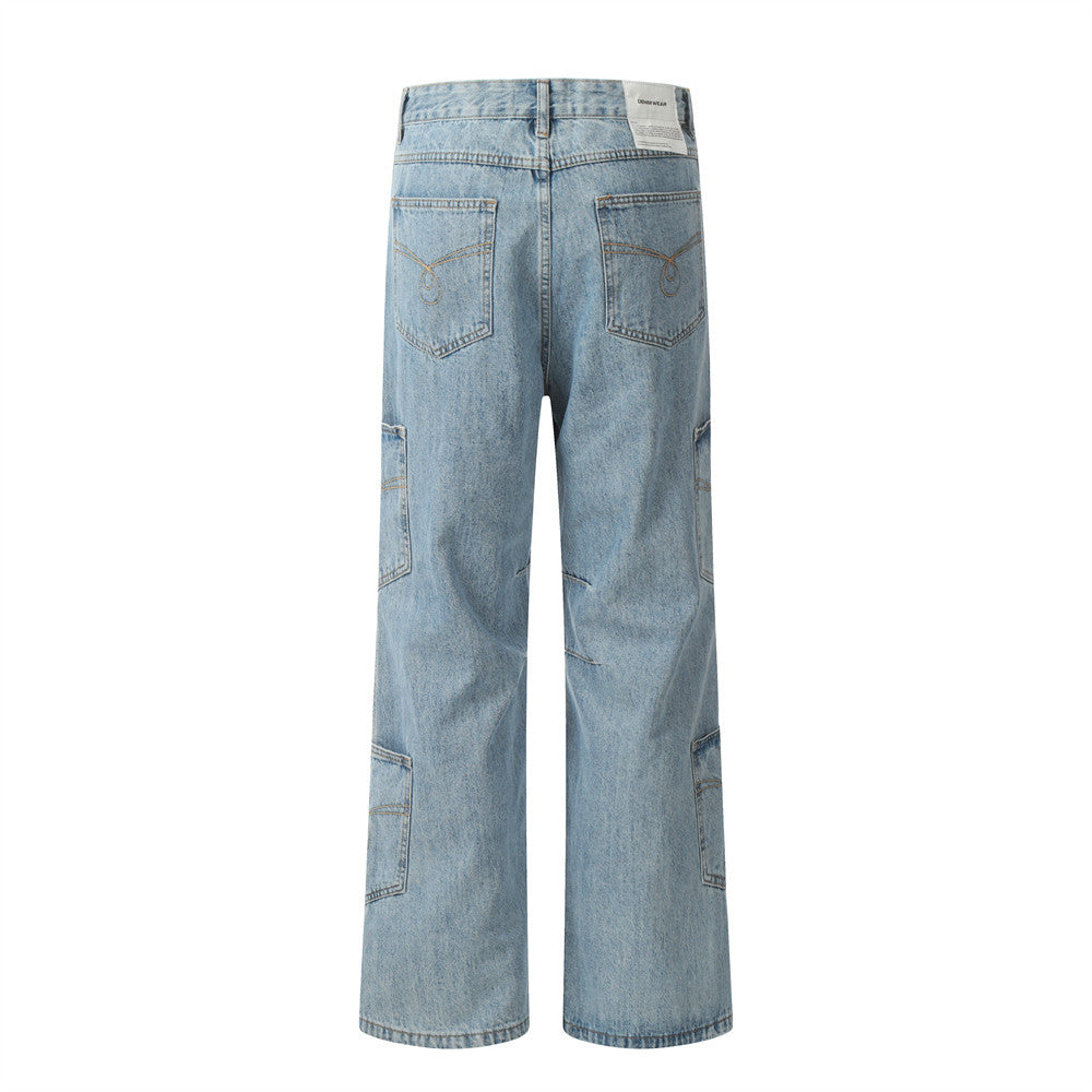 Design Sense Men's Multi-Pocket Denim Work Pants