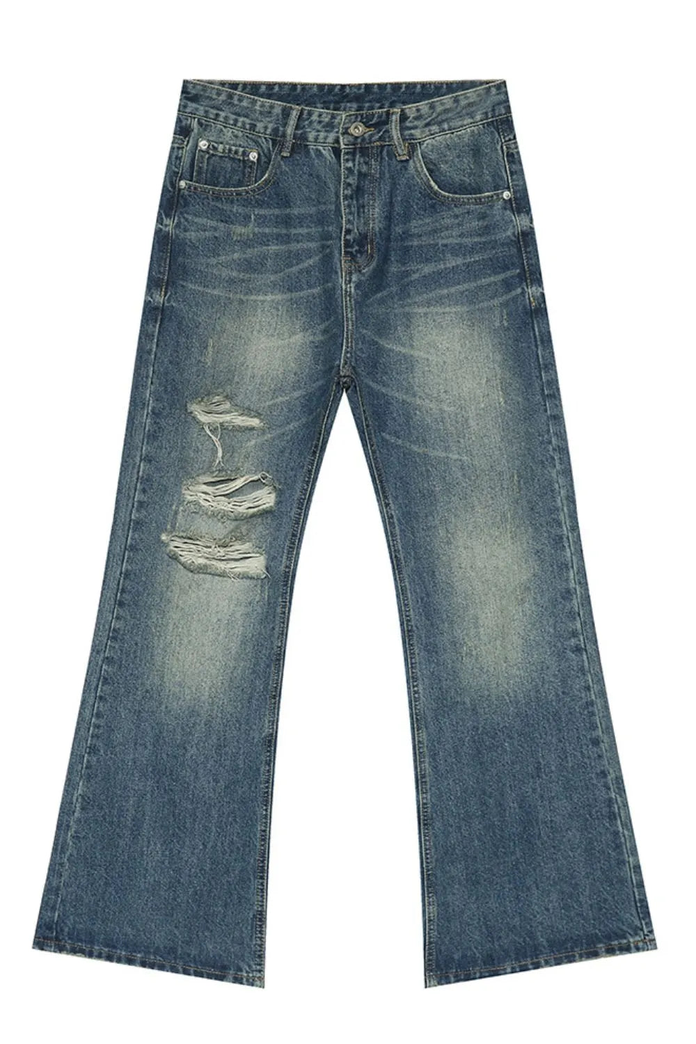 Men's Distressed Bootcut Jeans - Premium Japanese Denim