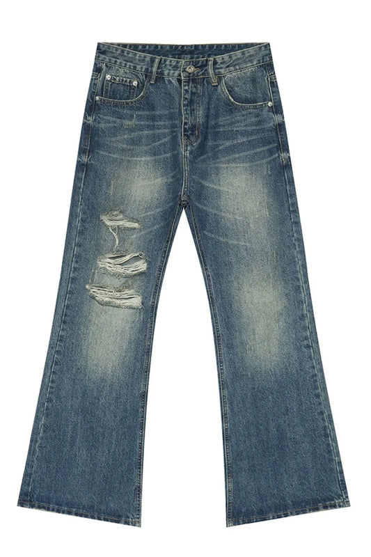 Men's Distressed Bootcut Jeans - Premium Japanese Denim
