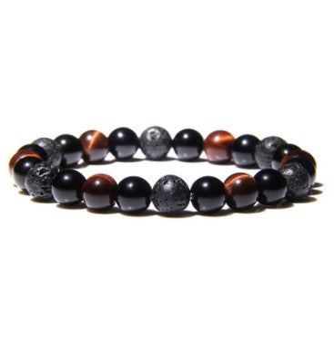 Tiger Eye Bracelet - Obsidian Hematite Gemstone Bead Bracelet
