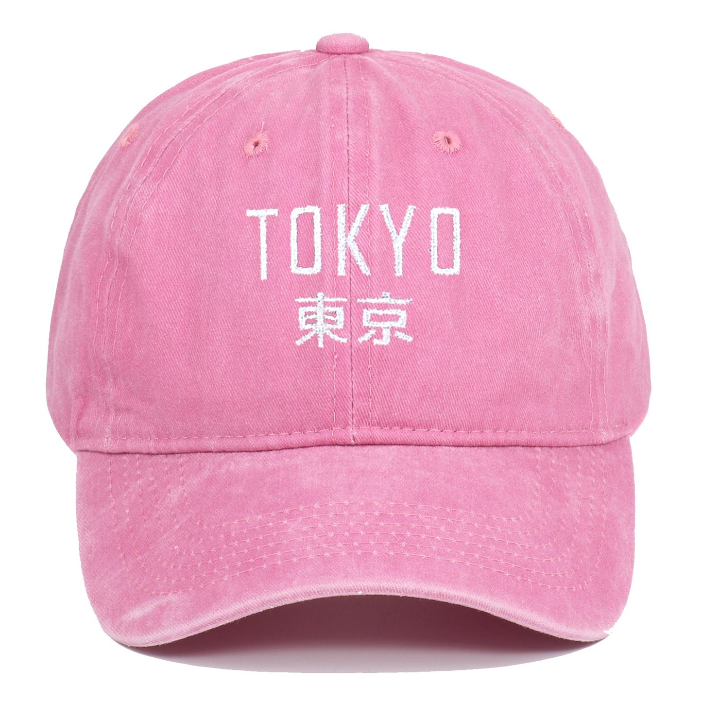 Tokyo Letter Embroidery Retro Soft Washed Baseball Cap Duck Tongue
