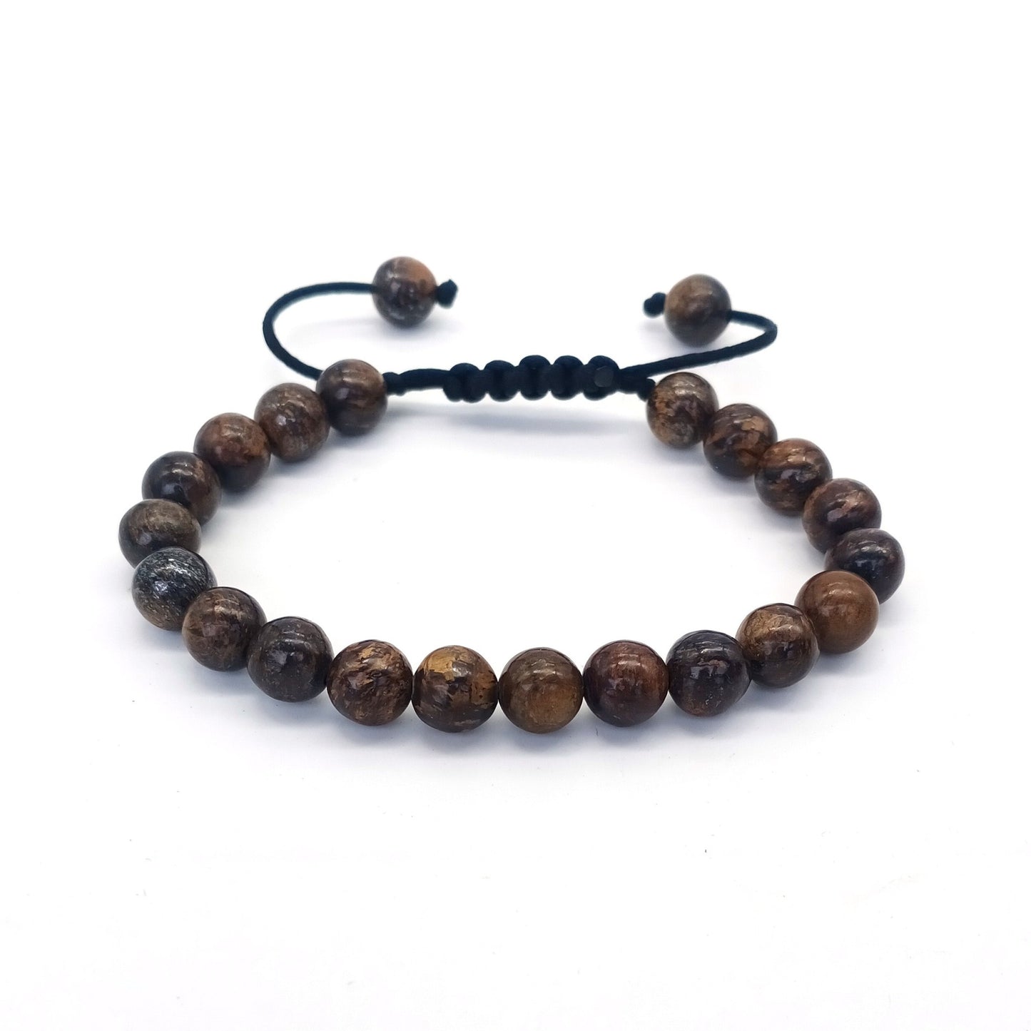 8mm Tiger Eye Stone Beads Bracelet - Adjustable Braided Rope Bangles