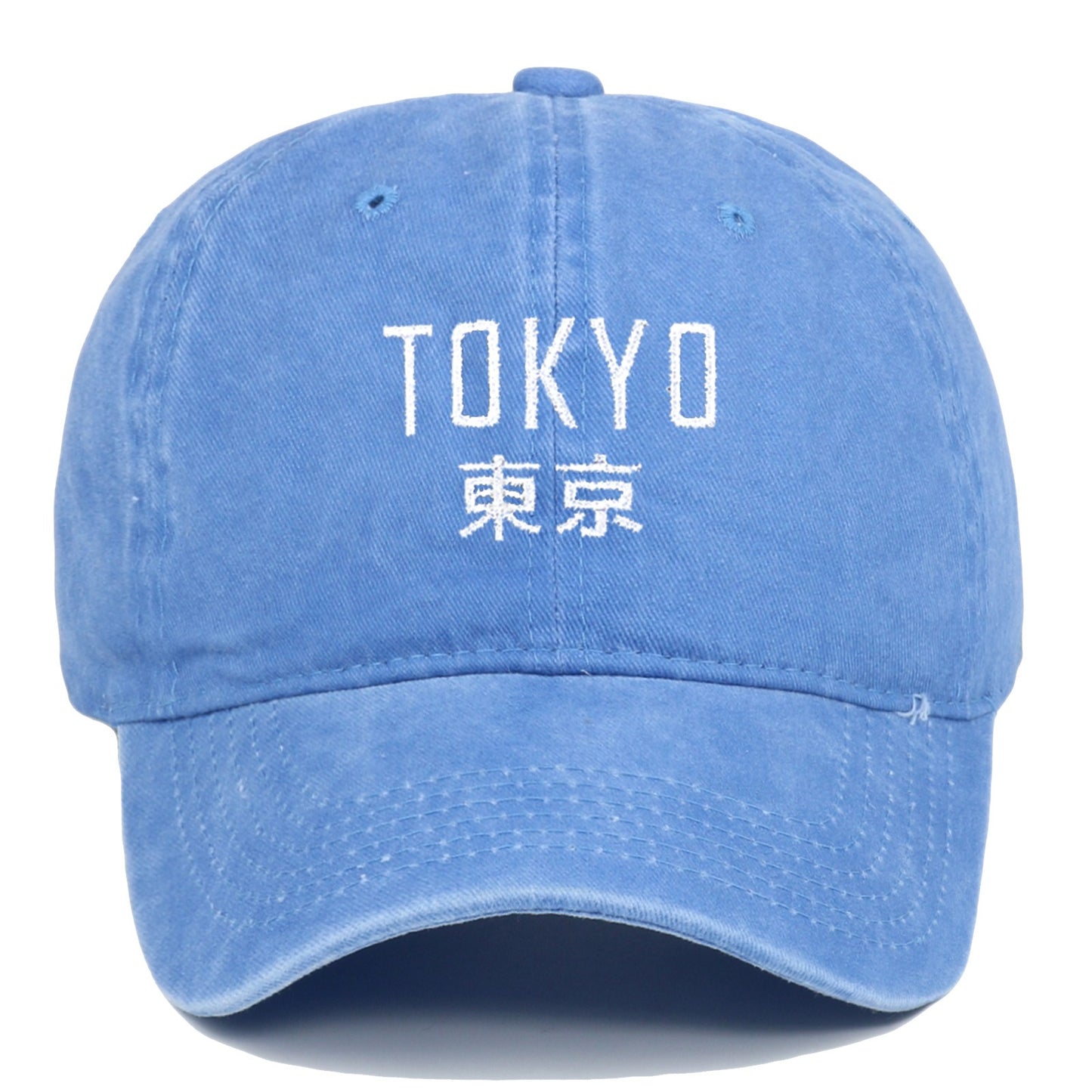 Tokyo Letter Embroidery Retro Soft Washed Baseball Cap Duck Tongue