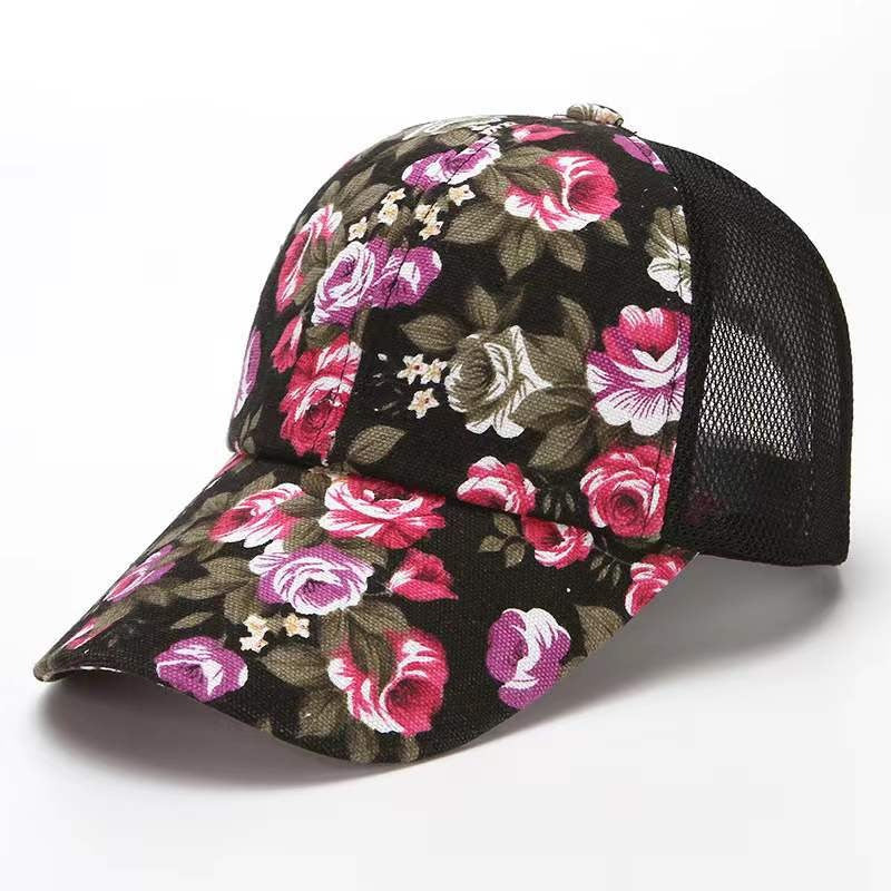 Small Floral Cloth Peony Baseball Cap Duck Bill Hat