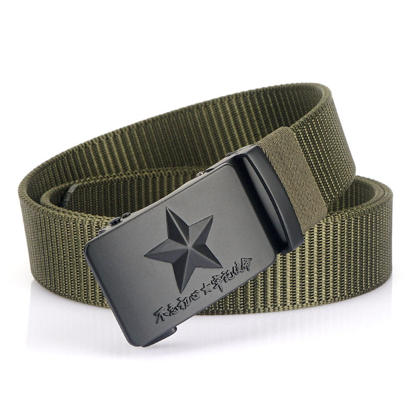 Men's Canvas Automatic Buckle Wide Belt