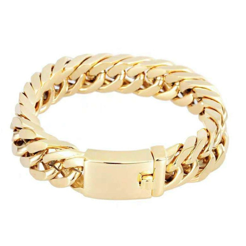 18K Gold Plated Men's Electroplated Alloy Double Buckle Bracelet
