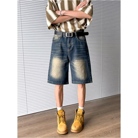 Summer Slimming Straight Cut Five Quarter Retro Mid Length Pants