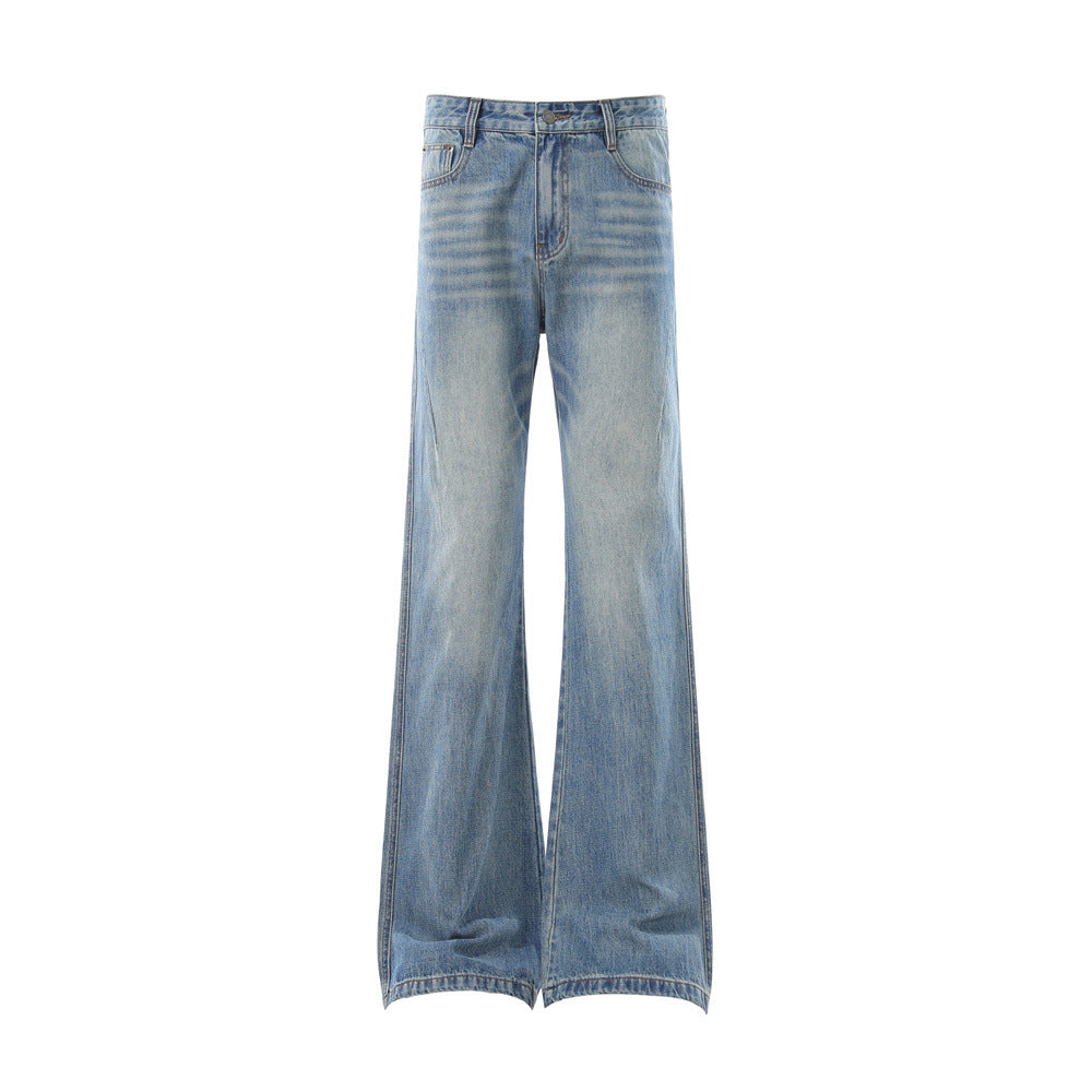 Washed Denim Bell Bottoms — Mid-Rise Flared Jeans for Men
