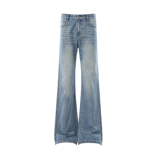 Washed Denim Bell Bottoms — Mid-Rise Flared Jeans for Men