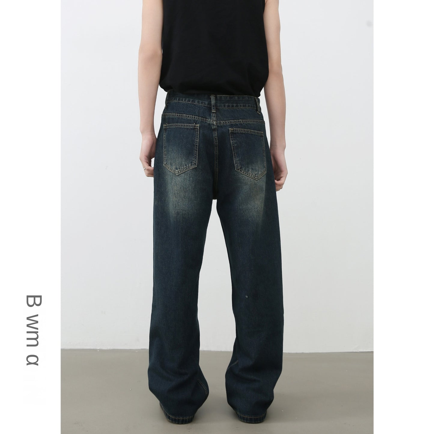American High Street Retro Distressed Denim Trousers - Men's Straight Loose Wide-Leg Pants
