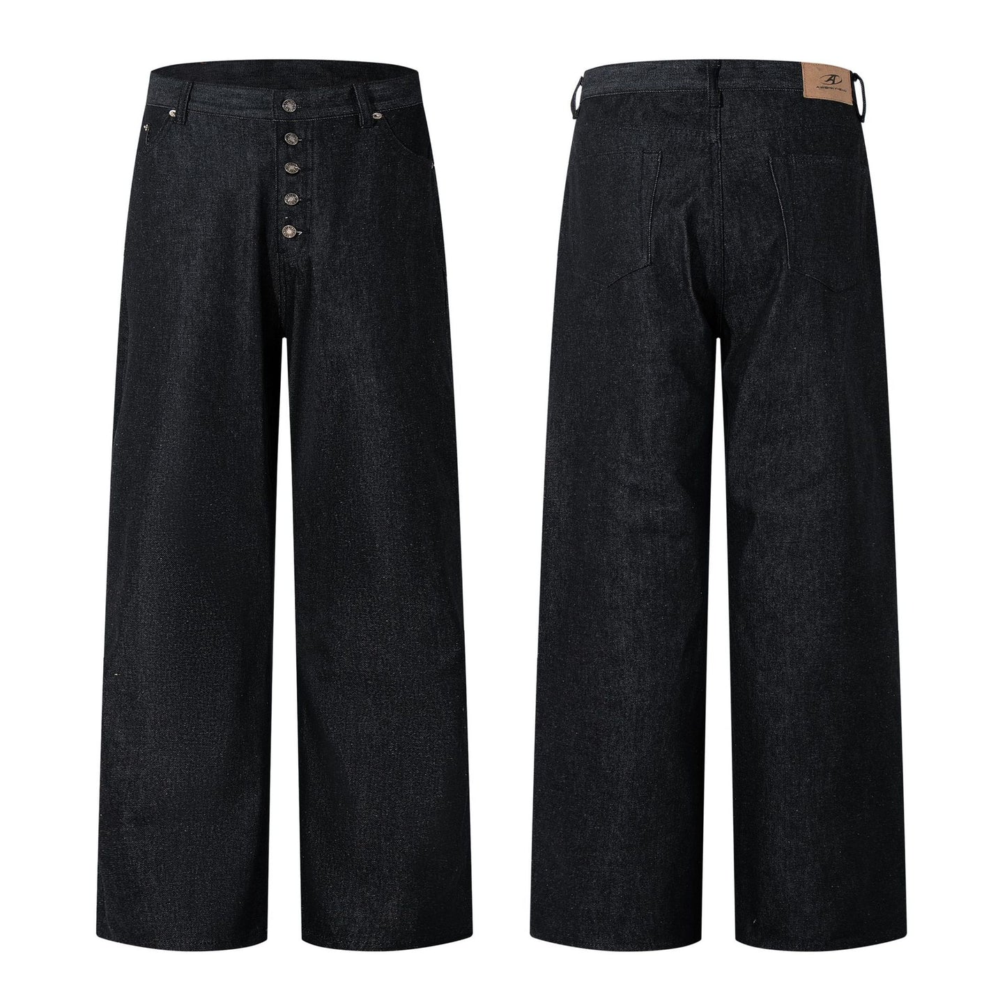 Casual High-Quality Washed Black Denim Long Pants