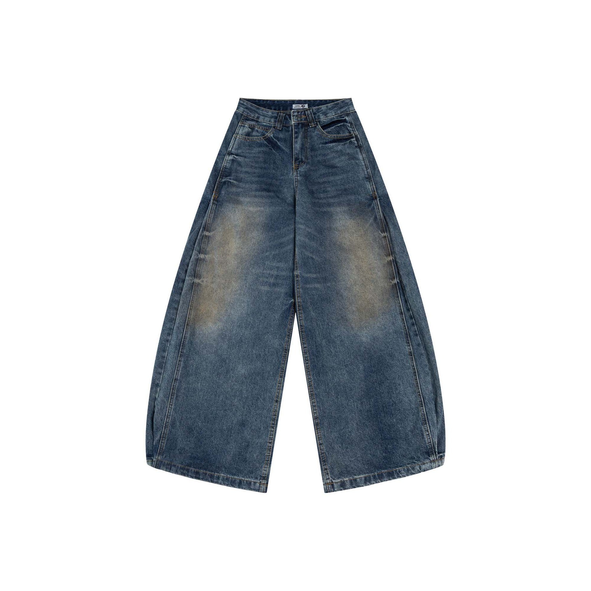 High Street Washed Distressed Tapered Denim Pants for Men and Women