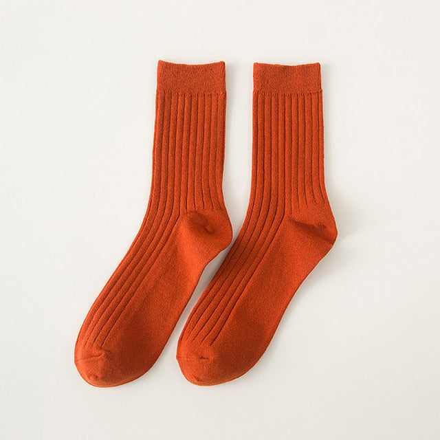 Men's Solid Color Cotton Crew Socks
