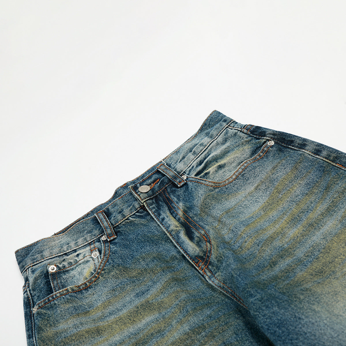 Personalized Washed Ripped Denim Straight Leg Long Pants