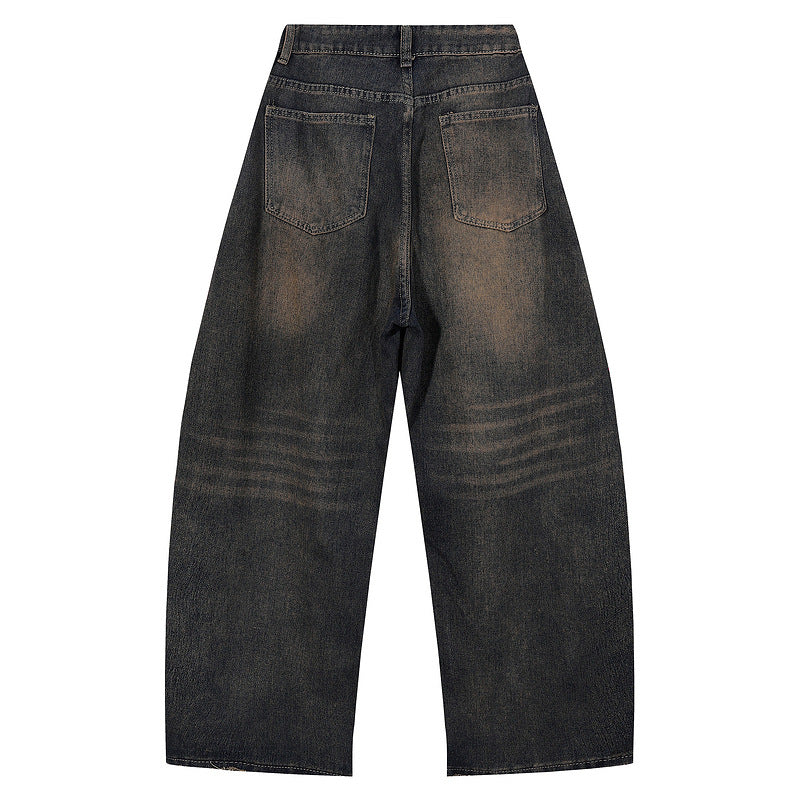 Premium Black Tapered Jeans for Men and Women - Wide Leg Loose Drape