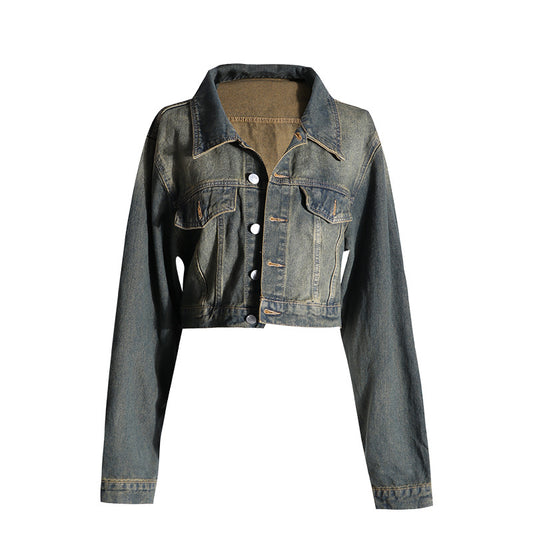 Women's Water-Washed Denim Jacket - Spring and Summer Design