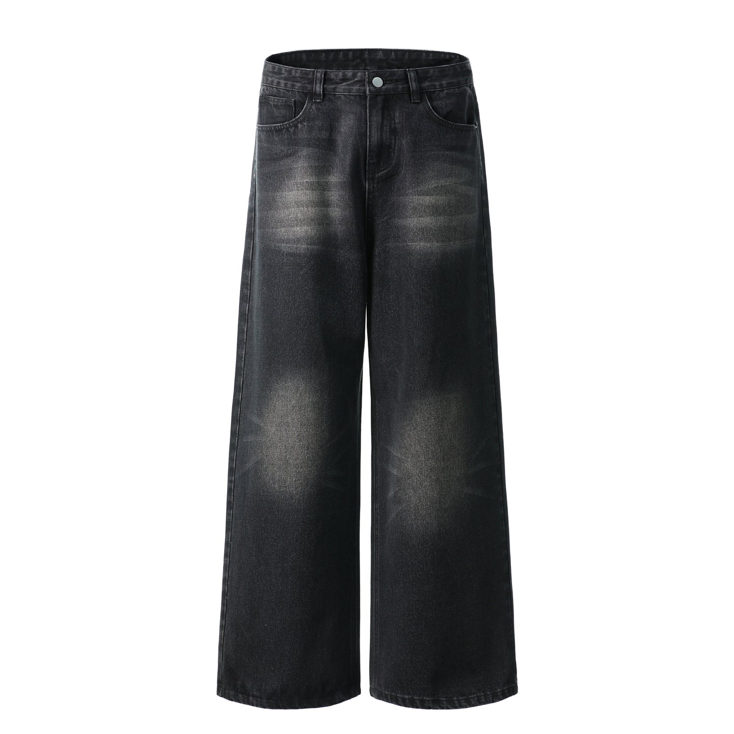 Unisex Loose Fit Heavily Washed Denim Trousers